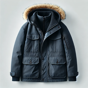 Veste parka d'hiver pour homme en gros, qualité supérieure, imperméable, parka longue avec capuche en fourrure, taille plus, style extérieur - Product Image 4