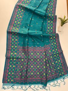 Seda de lino de calidad superior con Sari tejido Resham Fabricante de moda de mujer de Surat a la tarifa más baja - Product Image 4