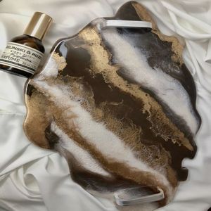 Plateau unique en résine de luxe pour l'organisation de la maison salon décor de table service durable collations boissons bijoux Art affichage - Product Image 5