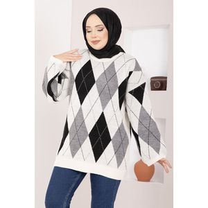 Suéter de Punto Color Crudo Premium con Patrón de Baklava, Transpirable, Estilo Coreano, Oversize para Chicas, Moda Casual de Invierno y Otoño, con Logotipo Frontal - Product Image 2