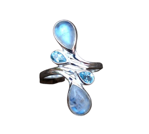 Anillo de diseño de la mejor calidad hecho a mano 925 Plata de ley sólida Natural Blue Fire Rainbow Moonstone 925 sello anillo hecho a mano joyería - Product Image 1