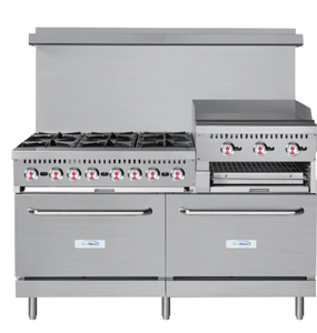 KM-CRGB60-LP เตาใหม่60ใน. 6เตาโพรเพนเหลวเชิงพาณิชย์ที่มี24ในกระทะและไก่เนื้อ - Product Image 1