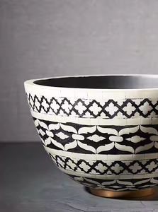 Saladier design tendance fait main avec finition chocolat arrondie incrustée d'os pour la maison hôtel restaurant utilisation décorative cadeaux - Product Image 5