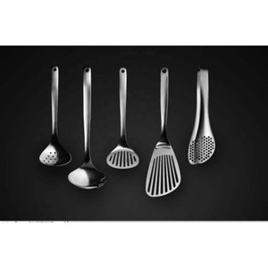 Juego de utensilios de cocina de acero inoxidable pulido con espejo plateado, utensilios de cocina con mango de Metal para servir arroz sopa - Product Image 1