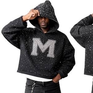 Sudadera con Capucha y Cremallera para Hombre, con Pedrería Brillante, Estilo Urbano, Talla Grande, Proveedor OEM - Product Image 3