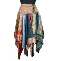 DS021 rok wanita model potongan berlian Tribal penjualan laris rok kepingan pendek Goldie Vintage sapu tangan perca Sari-Hem kasual