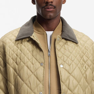 เสื้อแจ็คเก็ตผู้ชายแบบควิลท์ คอปกผ้าลูกฟูก ดีไซน์และสีโลโก้ตามสั่ง / แขนยาว ดีไซน์สีพื้น ปิดด้วยกระดุม - Product Image 2