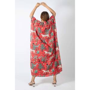 ชุดเดรสยาวผ้าฝ้ายพิมพ์ลายป่าอินเดีย ชุดคลุมชายหาด ชุดว่ายน้ำ - Product Image 4