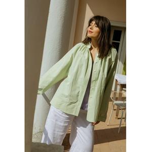 Camisas de algodón 100% para mujer Blusa de algodón puro suelta de manga larga - Product Image 2