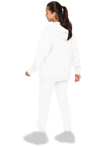 Chic surdimensionné femmes classique blanc sweat à capuche zippé Style sans effort votre aller pour le confort parfait pour la superposition - Product Image 2