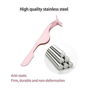 Aplicador de pestañas de acero inoxidable alemán, pinzas, aplicador de pestañas recubiertas de Color rosa, Clip, aplicadores de belleza - Product Image 3