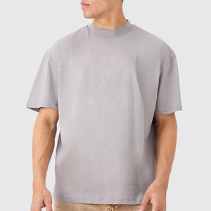 เสื้อยืดผ้าถักไหล่ตกไซส์ใหญ่พิเศษของผู้ชายเสื้อยืดโอเวอร์ไซส์ผ้าคอตตอนหรูหรา100% ดีไซน์โลโก้ตามสั่ง - Product Image 6