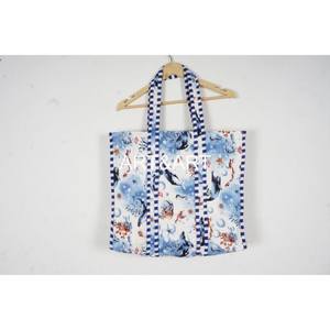 Bolsa de Mano de Algodón Acolchada con Estampado Floral para Mujer, Moderna, Ecológica, para Compras, Almacenamiento, Mercado, con Cierre Abierto - Product Image 2