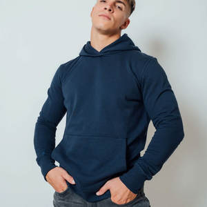 Sweat bleu marine Bella sweat à capuche brodé en toile dames pull à capuche zippé personnalisé sweat éponge français - Product Image 2