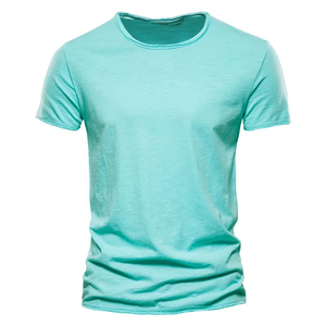 2025 été Top qualité coton T-shirt hommes couleur unie Design col rond T-shirt décontracté classique hommes vêtements hauts T-shirt hommes - Product Image 2