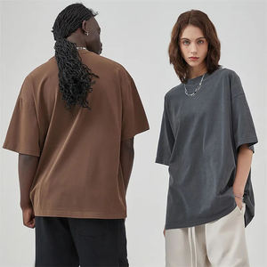 Camiseta de algodón 100% de gran tamaño de 275gsm lavada Vintage de alta calidad para hombre - Product Image 1