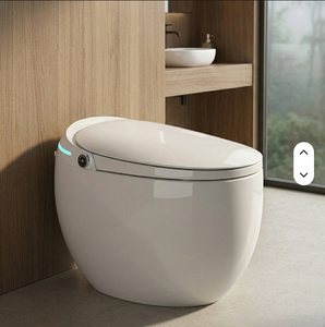 Smart Household Toilet Fully Automatic Integrated Multi-Function Arc <b>Egg</b>-Shaped Design Tankless S-Trap <b>Remote</b> <b>Control</b> Bidet - Product Image 1