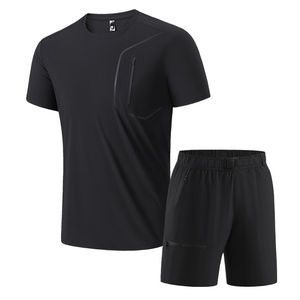 Ensemble de t-shirts à col rond pour hommes et shorts confortables, ensemble de shorts en gros, ensembles de survêtements, impression de logo personnalisée, broderie pour hommes - Product Image 3