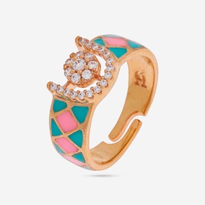 Bagues en grappe de zircon 182645 – Bague de doigt en cuivre tendance plaquée or 18 carats, forme géométrique aile classique incrustée, cadeau idéal - Product Image 1
