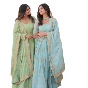 Anytime Wear Georgette Printed Mirror Work Salwar Kameez Suit Indian Pakistani Style Vestido largo Económico-Friendly Fancy - Product Image 1