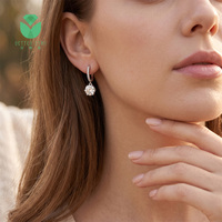 Boucles d'oreilles pendantes en or blanc 14K 18K avec diamant de laboratoire taille brillant rond 1ct D VVS certifié IGI pour femme