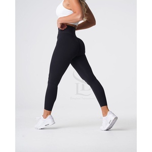 Últimas personalizado al por mayor negro firma Leggings suave sedoso mantecoso cintura alta y ropa activa moda gimnasio Leggings para mujeres - Product Image 5