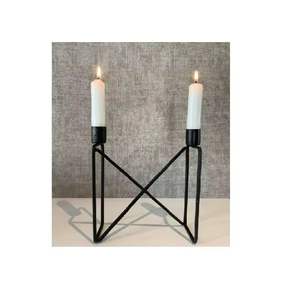 Candelero de hierro con acabado negro y dorado de estilo moderno, ideal para centros de mesa de boda y comedor a precio competitivo - Product Image 3