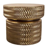 Nouveau tabouret latéral en métal Texture Design Unique tabouret d'accent rond en aluminium fait à la main Console d'incrustation d'os pour salon et chambre