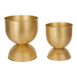 Lot de 2 jardinières en métal cuivré pouvant être utilisées comme jardinière de table pour les décorations de salon de votre maison et de votre bureau en vrac - Product Image 5