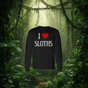 T-shirt à manches longues pour les amoureux des paresseux à trois doigts - « J'aime les paresseux, je adore les paresseux » - pour les passionnés de paresseux - Product Image 3