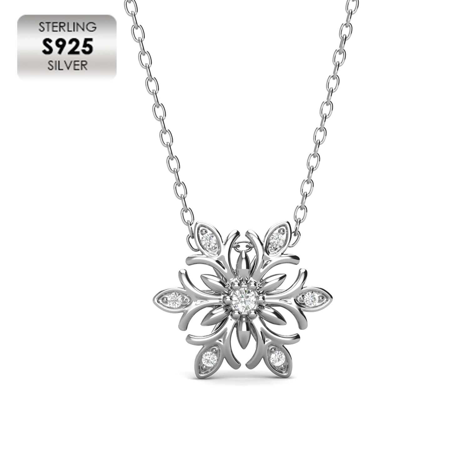 925 Silver 18k White Gold Plated Fashion Necklace