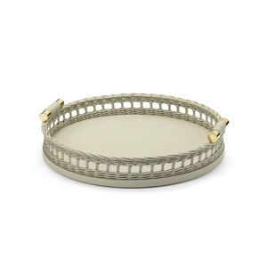 Bandeja decorativa de laca de ratán magistralmente moderna con asa bandeja de diseño único hecha a mano para decoración de vajilla de comedor - Product Image 1