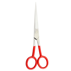 Ciseaux de coupe de cheveux de barbier en acier inoxydable de couleur rouge avec poignée en acier allemand - Product Image 6