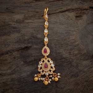 Tikka en argent avec serti en or poli en forme de goutte d'eau et diamants taille poire, bijou de mariage culturel et de collection 169939 - Product Image 1