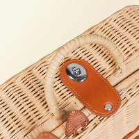 Valise élégante pour enfants en rotin naturel tressé à la main, design chat, coffre à roulettes, boîte de rangement décorative, jouet, bagage de crèche