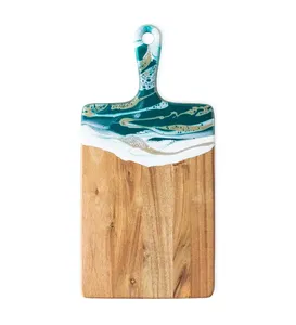 Planche à fromage en forme de poisson de haute qualité Design classique Planche à découper en bois et résine bleue pour ustensiles de cuisine - Product Image 4