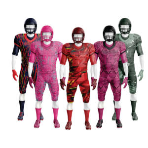 Nueva llegada Conjuntos de camisetas de fútbol juvenil Uniformes de fútbol americano personalizados Ropa deportiva impresa universitaria Sublimación completa - Product Image 1