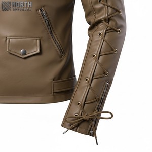 Venta al por mayor pakistaní chaquetas de cuero fabricante cinturón lado Casual chaqueta de cuero para los hombres nueva moto Oem chaqueta para hombres Bomber - Product Image 5