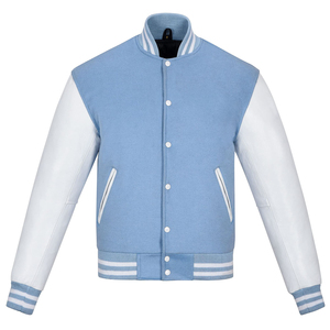 Veste de baseball en molleton de coton pour homme, design optimal, col montant, logo frontal, manches à épaulettes, vente en gros OEM - Product Image 1