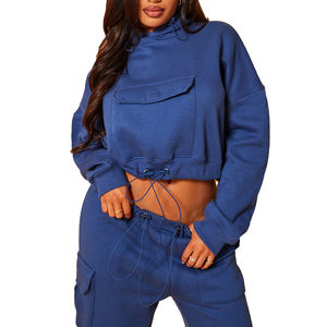 Sweats à capuche entièrement zippés et pantalons de survêtement évasés empilés Ensemble de survêtement deux pièces personnalisé en coton imprimé bouffant pour femmes Survêtement unisexe pour femmes - Product Image 6