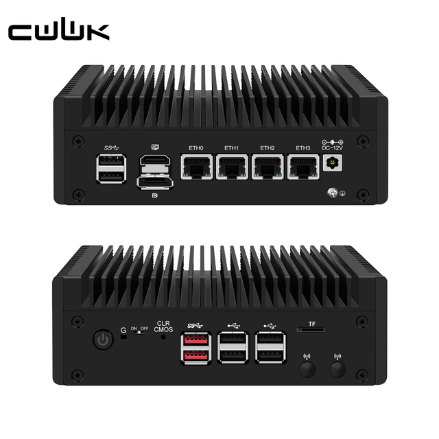 CWWK F4 Fanless Mini PC N150 4 Port I226-V 2.5GbE LAN DDR5 SSD Dual 4K Display OPNsense Firewall Appliance Micro PC