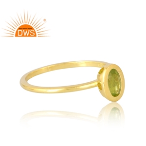 Latest Selling 925 Sterling Silver 18K Gold Plated Natural <b>Peridot</b> Gemstone <b>Ring</b> Demi Fine Jewelry Manufacturer - Product Image 4