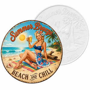 Vintage Sommer Bay <span class=keywords><strong>Beach</strong></span> und Chill Metallschild Tropische Küsten-Wanddekoration Geprägte Blechplakette Kundenspezifische OEM Direktlieferung vom Hersteller - Product Image 1