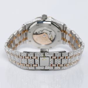 Montre en acier inoxydable de haute qualité avec diamants en moissanite glacés bicolores D VVS, date automatique, testeur de diamants - Product Image 5