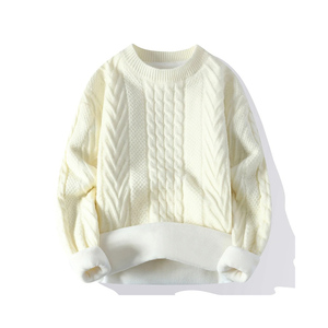 Pulls d'hiver tricotés de couleur unie pour hommes respirants et fabriqués au Pakistan avec col rond - Product Image 5