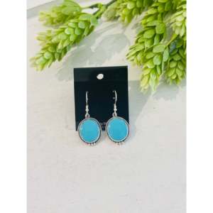 Southwest Kingman Turquoise & Sterling <b>Silver</b> Drop <b>Earrings</b> Handmade <b>Dangle</b> <b>Earrings</b> - Product Image 1