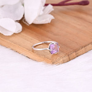 Anillo fino de amatista Natural de Plata de Ley 925, piedra preciosa hecha a mano para mujer, joyería al por mayor, regalo de aniversario - Product Image 2