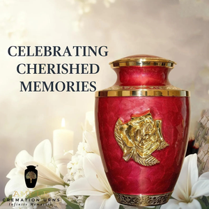 โกศเผาศพอลูมิเนียมหรูหราทำด้วยมือสีแดงพร้อมโกศเคลือบเมนา220ใหญ่ - Product Image 4