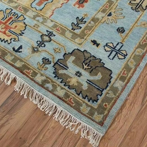 Oushak Tapis de couloir à fleurs bleues faits à la main Ensembles de tapis de salon de haute qualité pour la maison et l'hôtel Commande minimum 1 pièce - Product Image 3