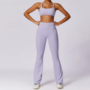 Good Quality Solid 2-Piece <b>Women's</b> Yoga Set with Sports Bra & High Waist <b>Leggings</b> Spandex/Nylon Material Scrunch Butt Feature - Product Image 6